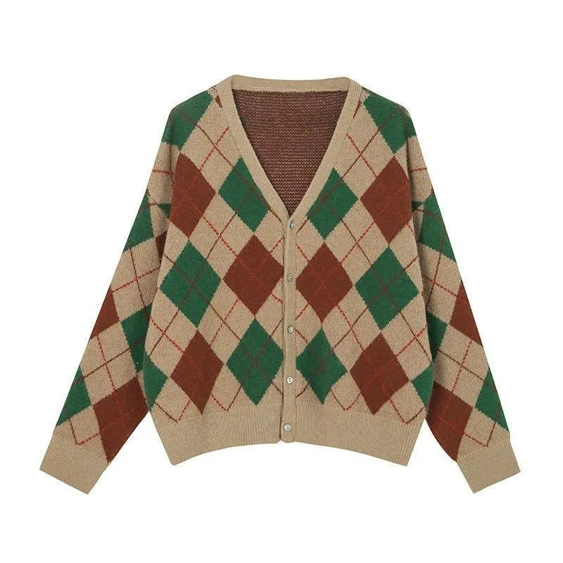 Knitted casual cardigan coat in macaron colours including pink, green, black, dark khaki, and light khaki