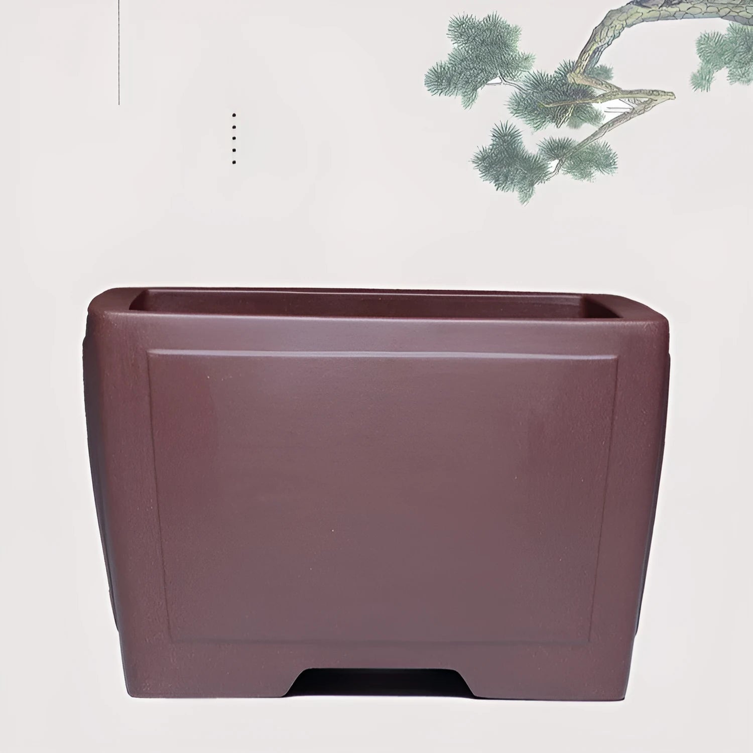 Square purple clay succulent bonsai pot with classical styling for indoor plant display