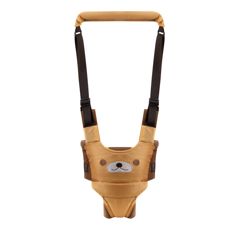 Baby walking harness belt with adjustable straps and removable crotch support in blue colour