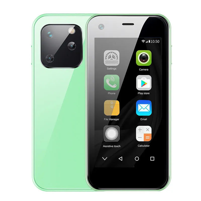 Ultra-compact 84mm mini Android phone with 2.5-inch screen and quad-core processor in four colour options