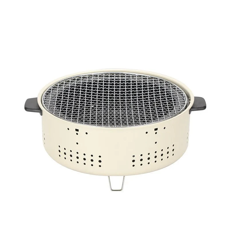 Portable indoor charcoal stove with grill rack disc for baking and tea cooking