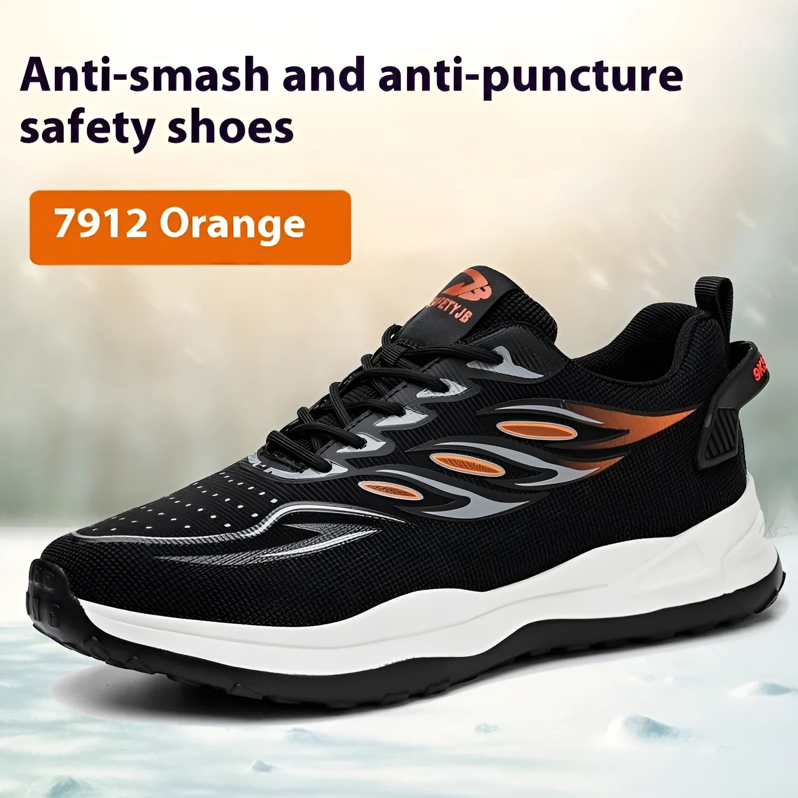 Orange labour protection safety shoes with leather uppers and rubber soles for workplace safety
