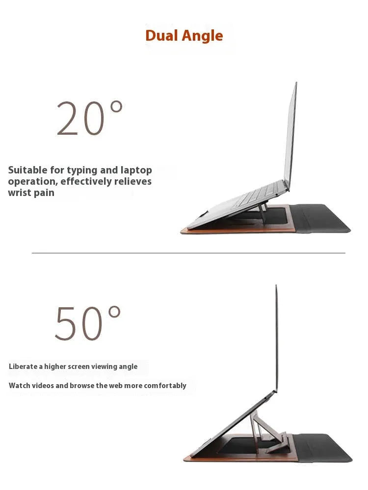 13.3-inch laptop bracket bag with integrated adjustable stand in black and brown colour options