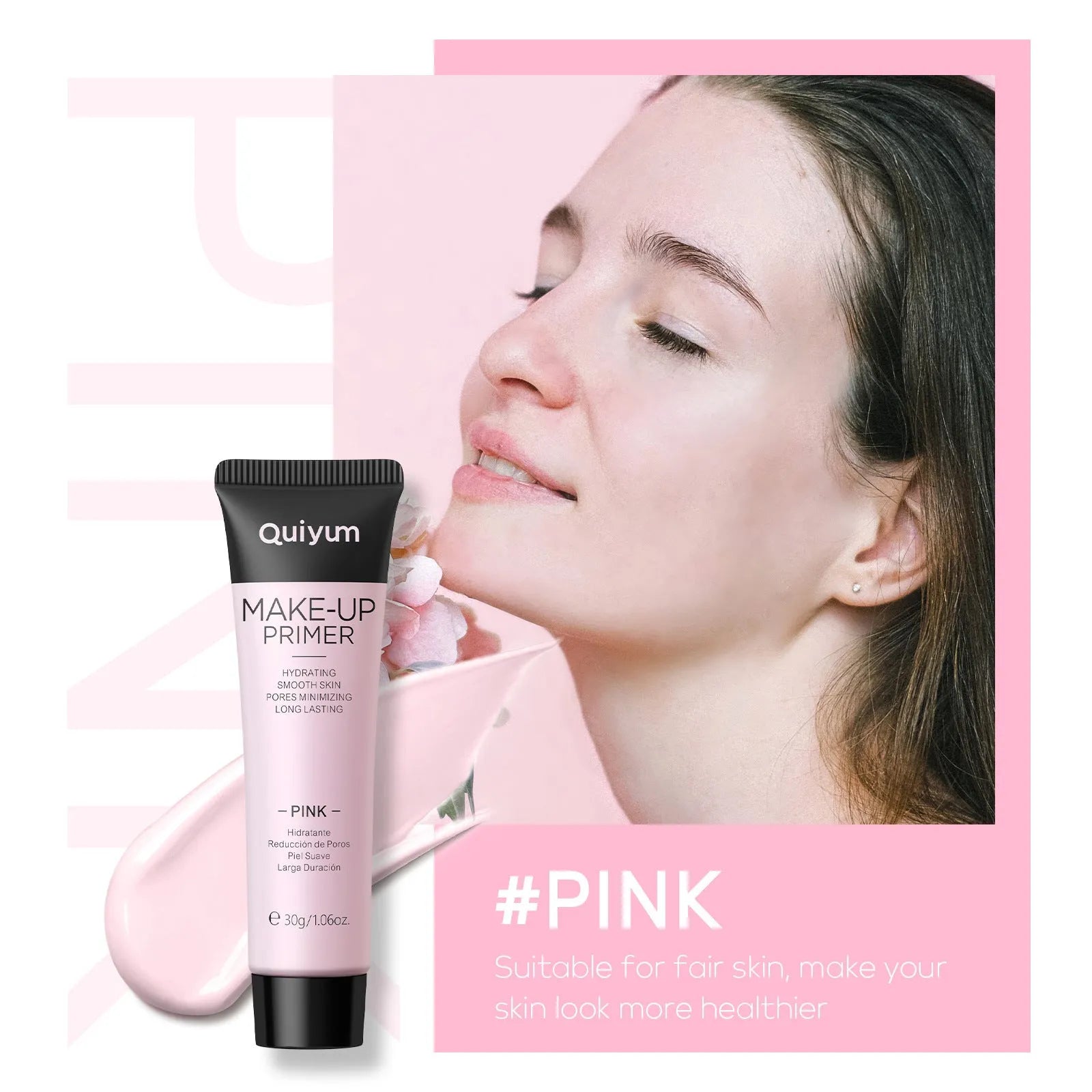 30g tube of colour correcting makeup primer showing green, pink, and purple shades