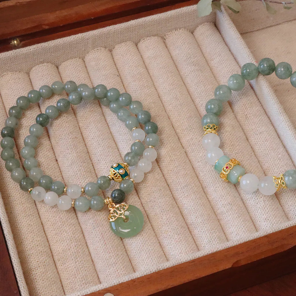 Myanmar jade safety buckle bracelet with peace buckle element in geometric new Chinese style women's jewellery