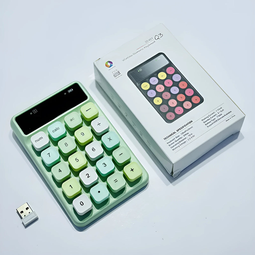 Mini portable wireless Q3 keyboard in mixed blue colour with Bluetooth connectivity