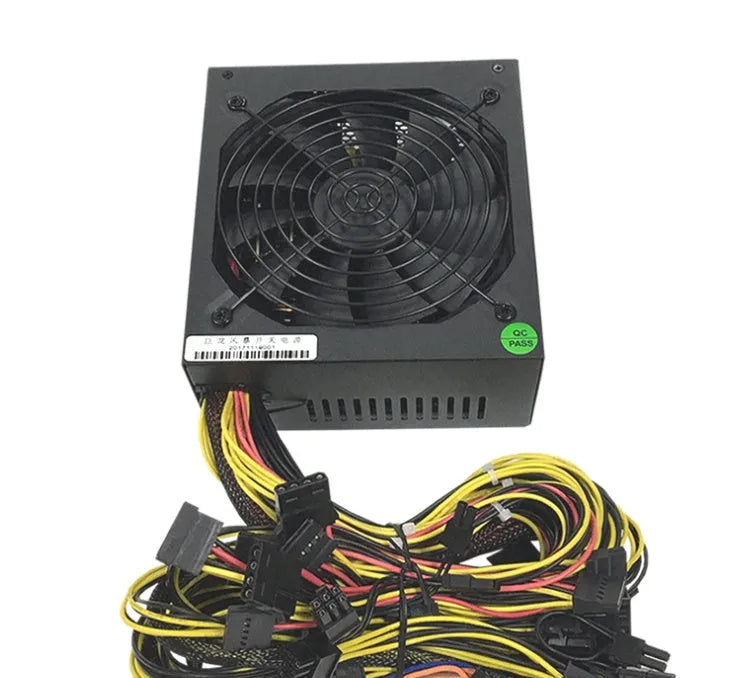 Black full voltage 110V computer server power supply unit with multiple cable connectors.