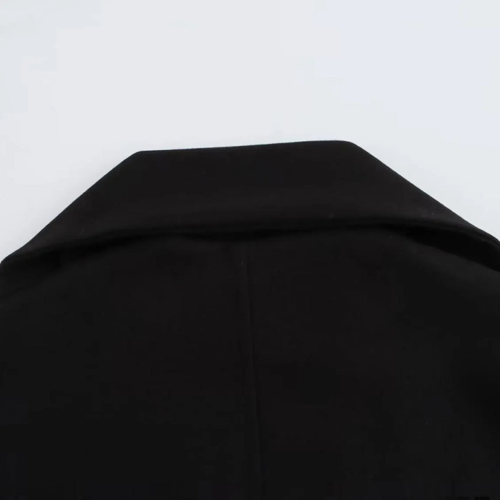 Women's long polyester overcoat with artificial fur collar in street fashion style