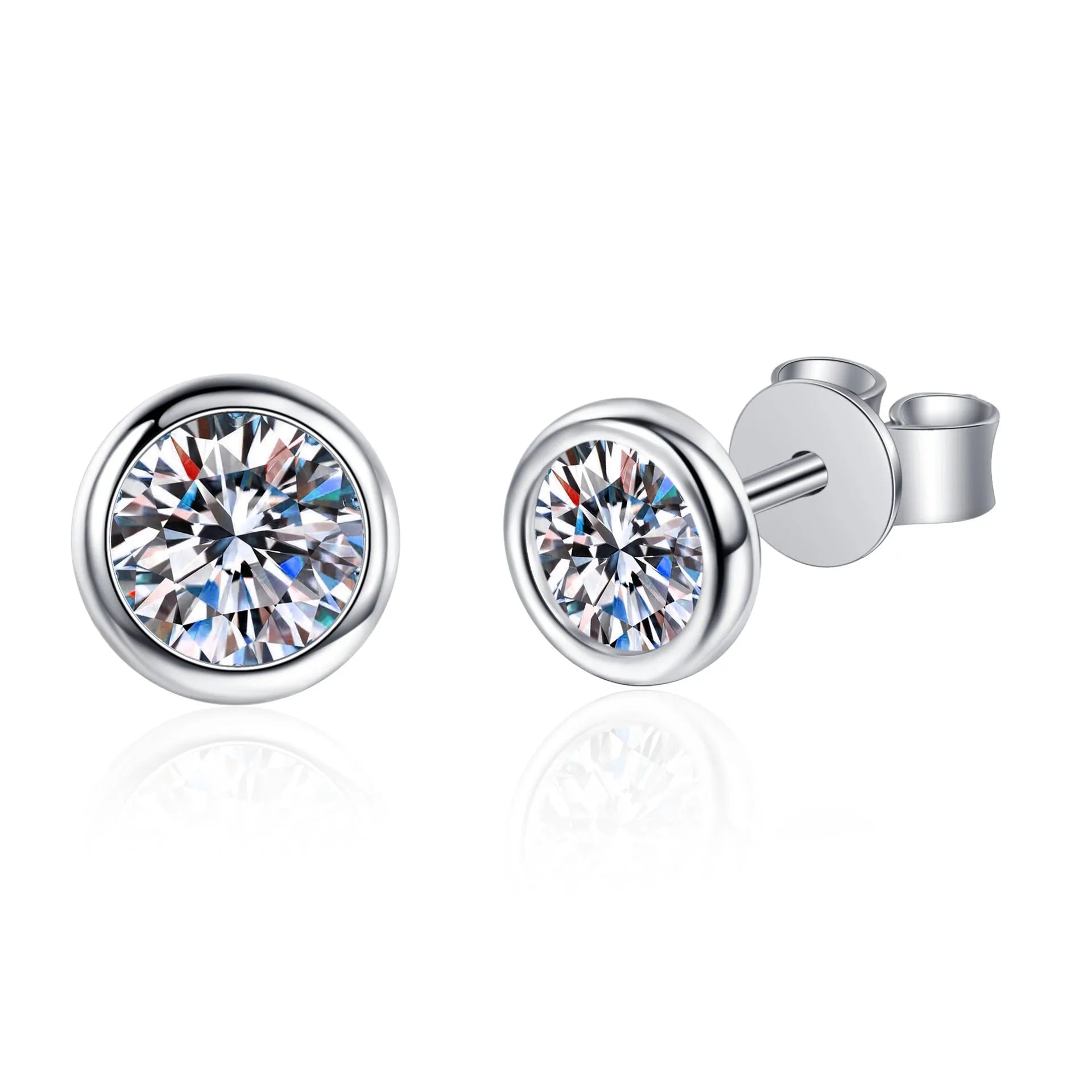 925 sterling silver Pt950 gold plated women's earrings with geometric design and moissanite or zircon stone.