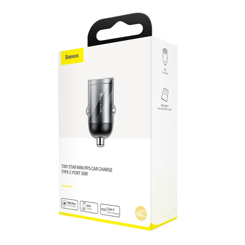 Electro-optical grey single USB port 30W car charger with 1 metre cable