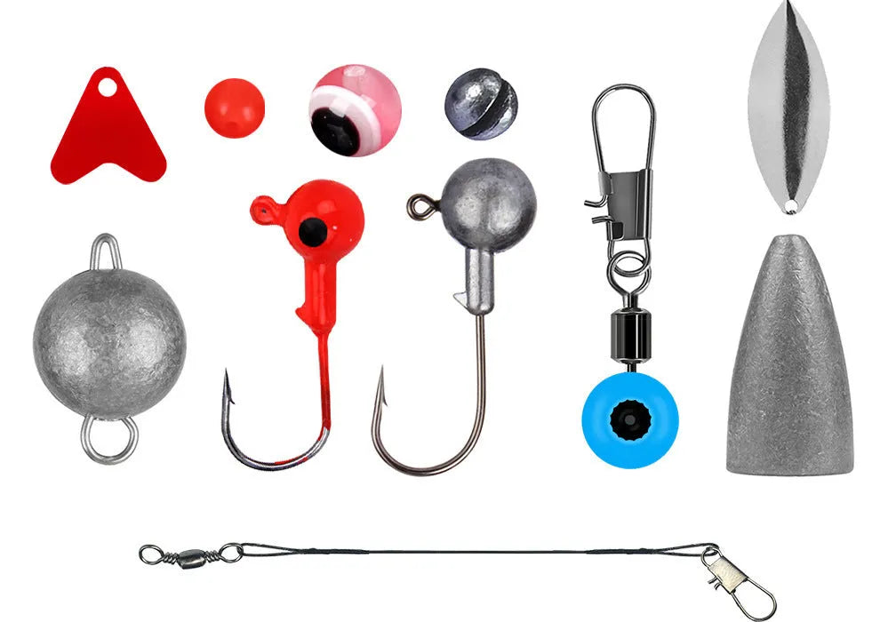 257-piece fishing lure accessories set in ABS plastic storage box for Texas, sea, and rock fishing
