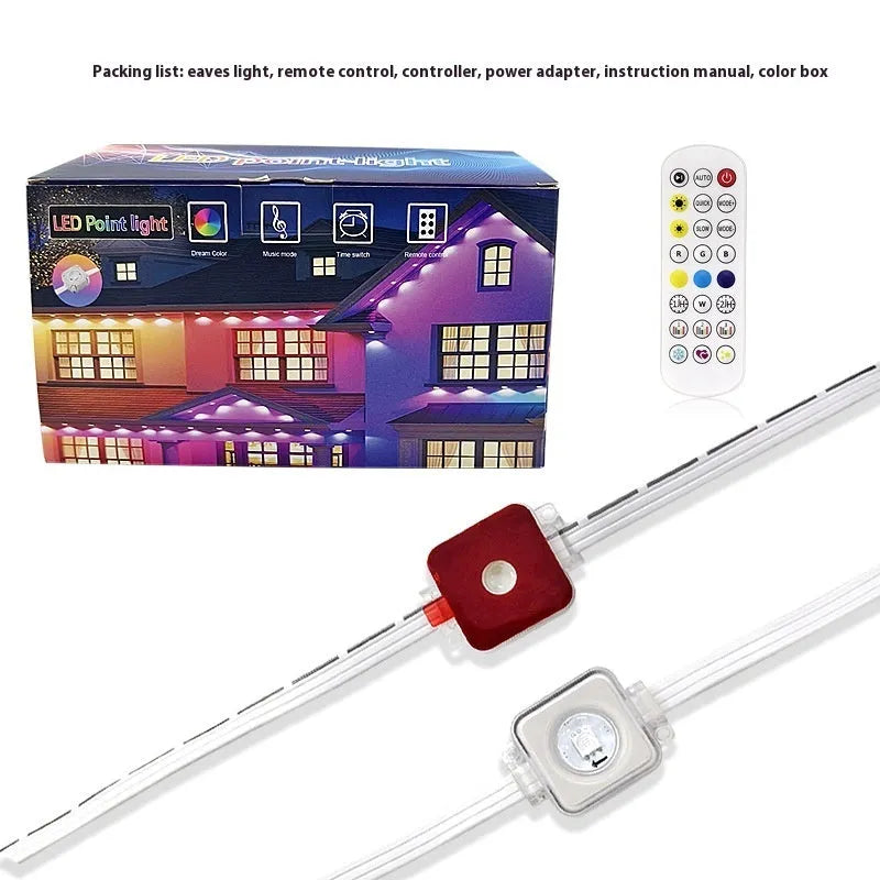 Outdoor eaves light string with planet-themed bulbs and waterproof IP67 rated PVC construction