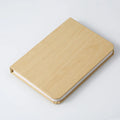 Leather folding small night lamp with tricolour lighting in book style, shown in wood grain finish