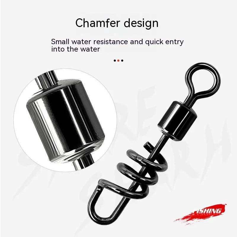 Fishing swivel connector with 8-shaped ring in copper or stainless steel
