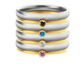 December birthstone ring with blue and turquoise superimposition on geometrically engraved titanium steel band