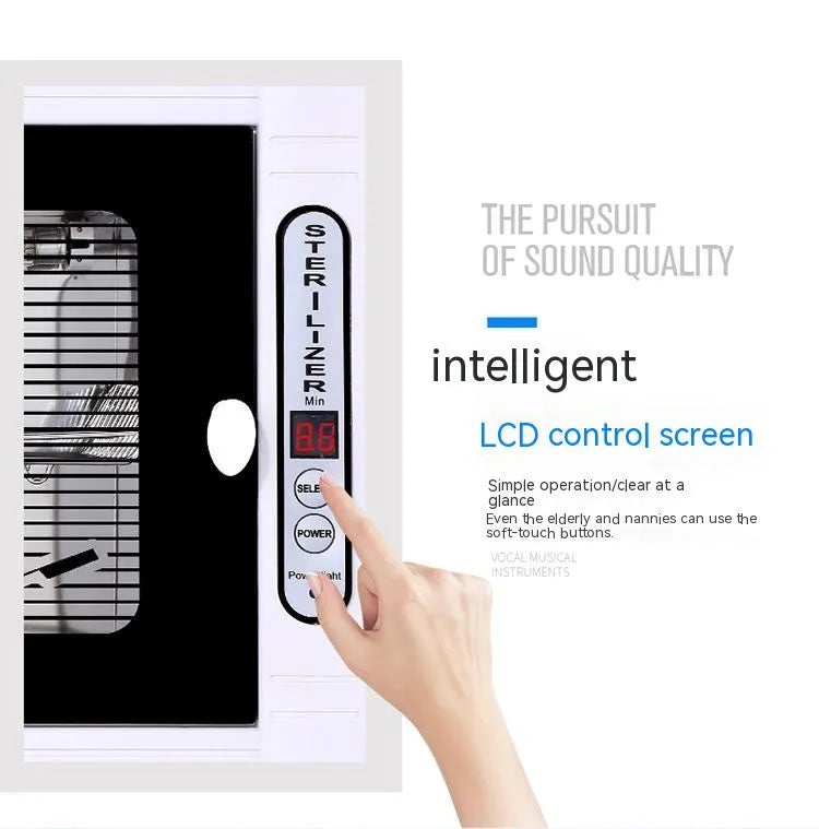 Silver compact UV sterilizer with stainless steel interior for professional beauty and barber salon tool sanitation
