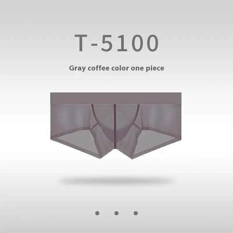 Men's seamless ice silk underwear in low waist design showing ultra-thin sheer fabric
