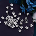 Silver tone handmade crystal rhinestone bridal hair comb ornament for wedding hairstyles