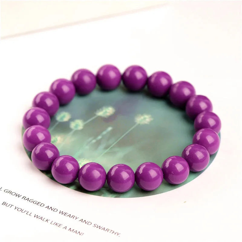 Jiuya purple mica crystal bracelet with polished beads in 5A grade, showing single circle design.