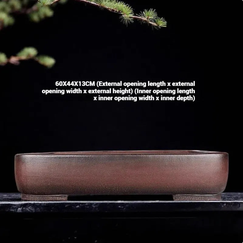 Handmade antique rectangular purple clay flower pot measuring 60 cm long