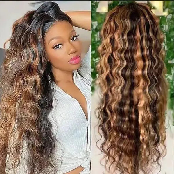 Fluffy big wave half headgear wig in long curly style with side bangs, black colour option