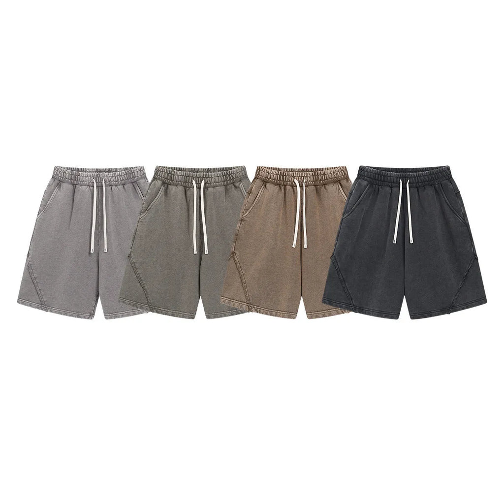 Men's batik washed cotton terry shorts in loose fit, shown in Batik Black colour