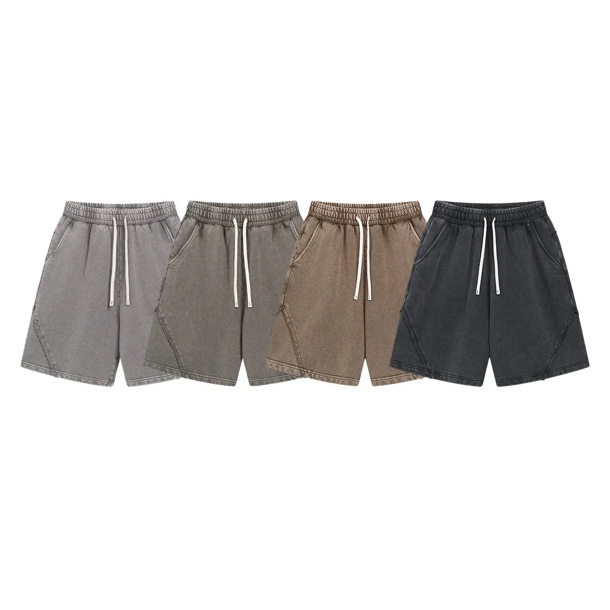 Men's batik washed cotton terry shorts in loose fit, shown in Batik Black colour