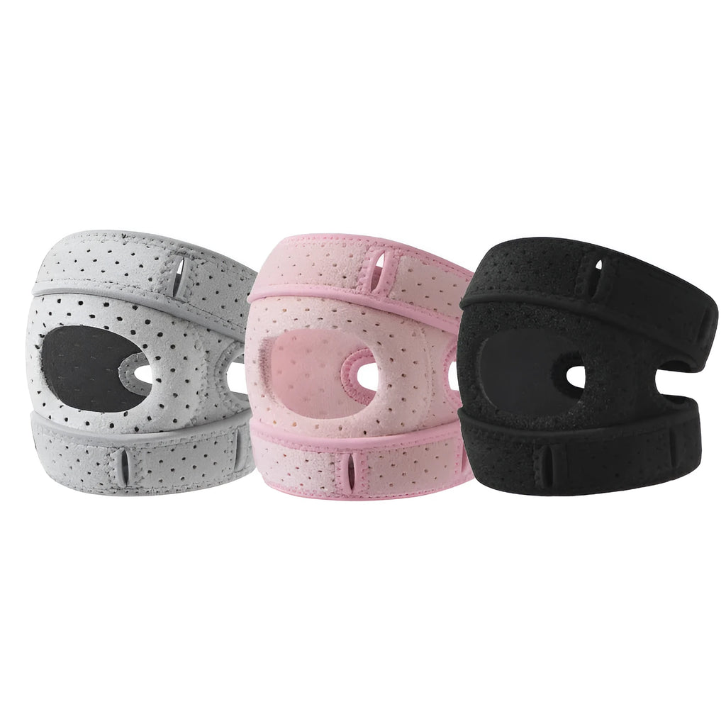 Black four-fork patella support knee pad for running and skipping rope, adult size