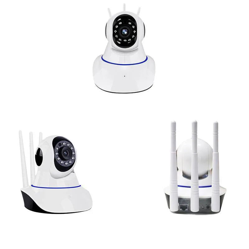 White dome-style wireless security camera with 2MP HD resolution and 3.6mm lens for indoor/outdoor use