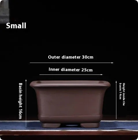 Large purple clay Chinese style flower pot for indoor plants