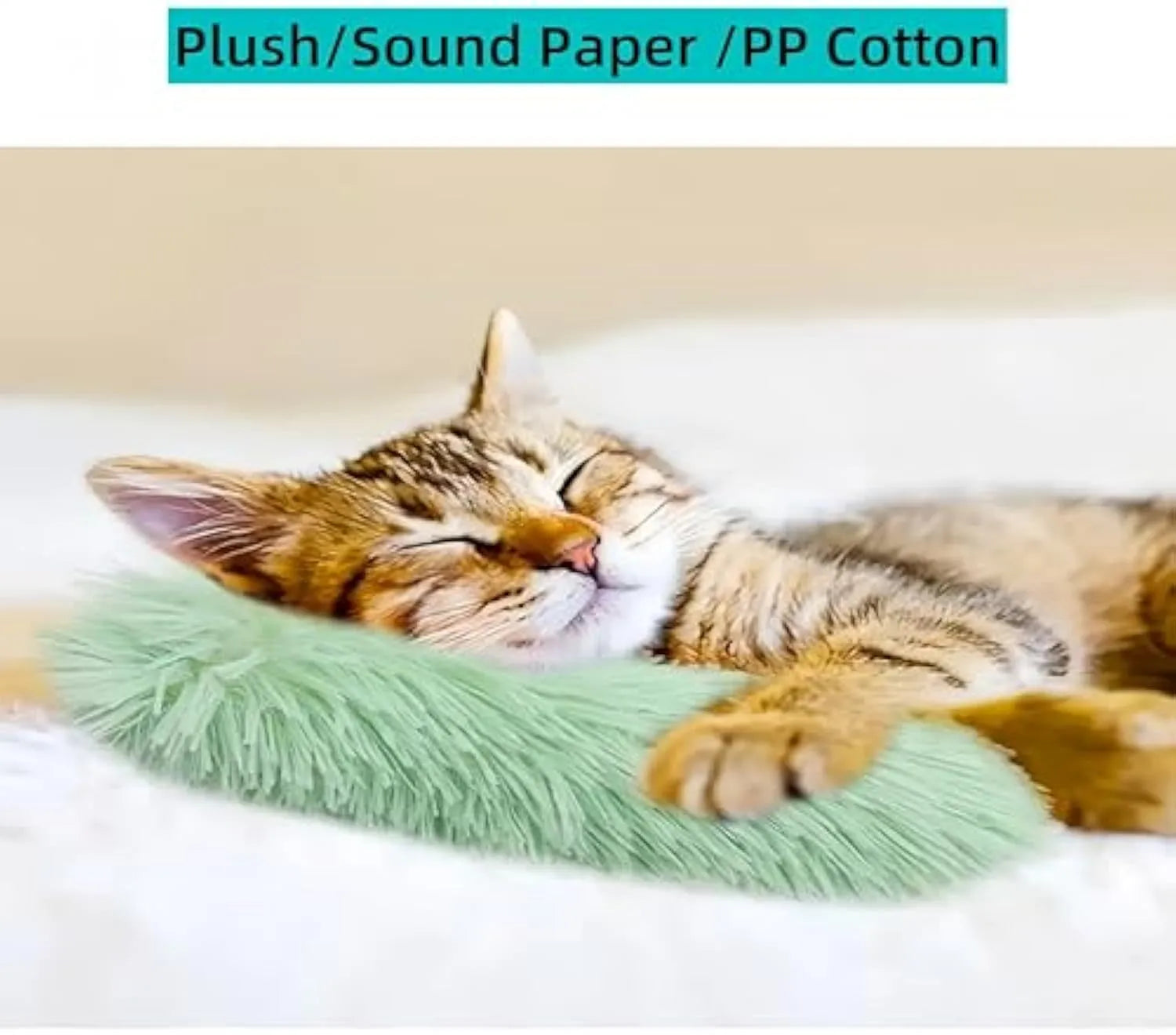Soft plush cat toy with catnip and crinkle sound in assorted colours