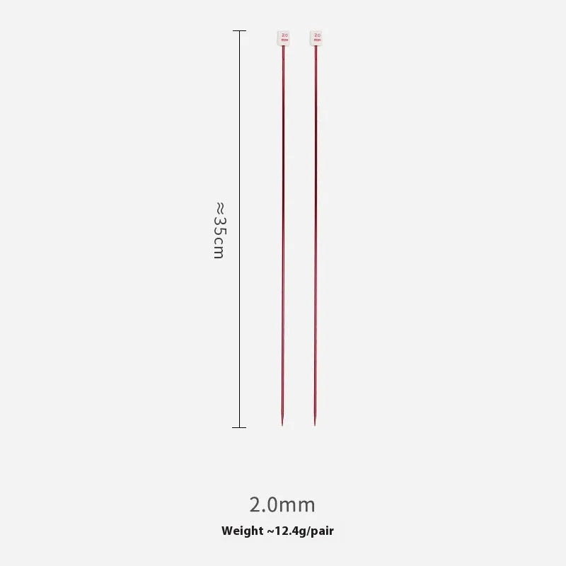 Complete set of lengthened crochet hooks in 14 sizes from 2.0mm to 10.0mm, each with a protective end cap.