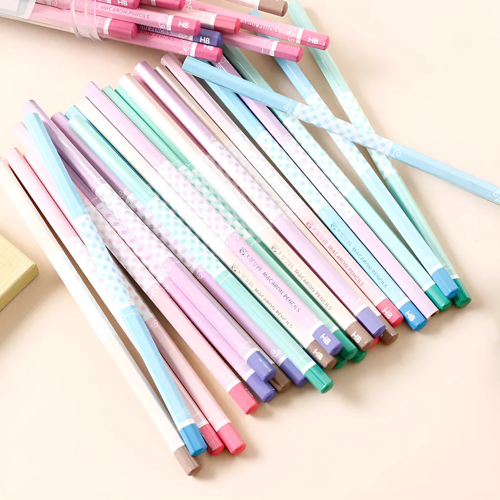 Basswood hexagonal barrel HB pencils in a wooden pack of 50.