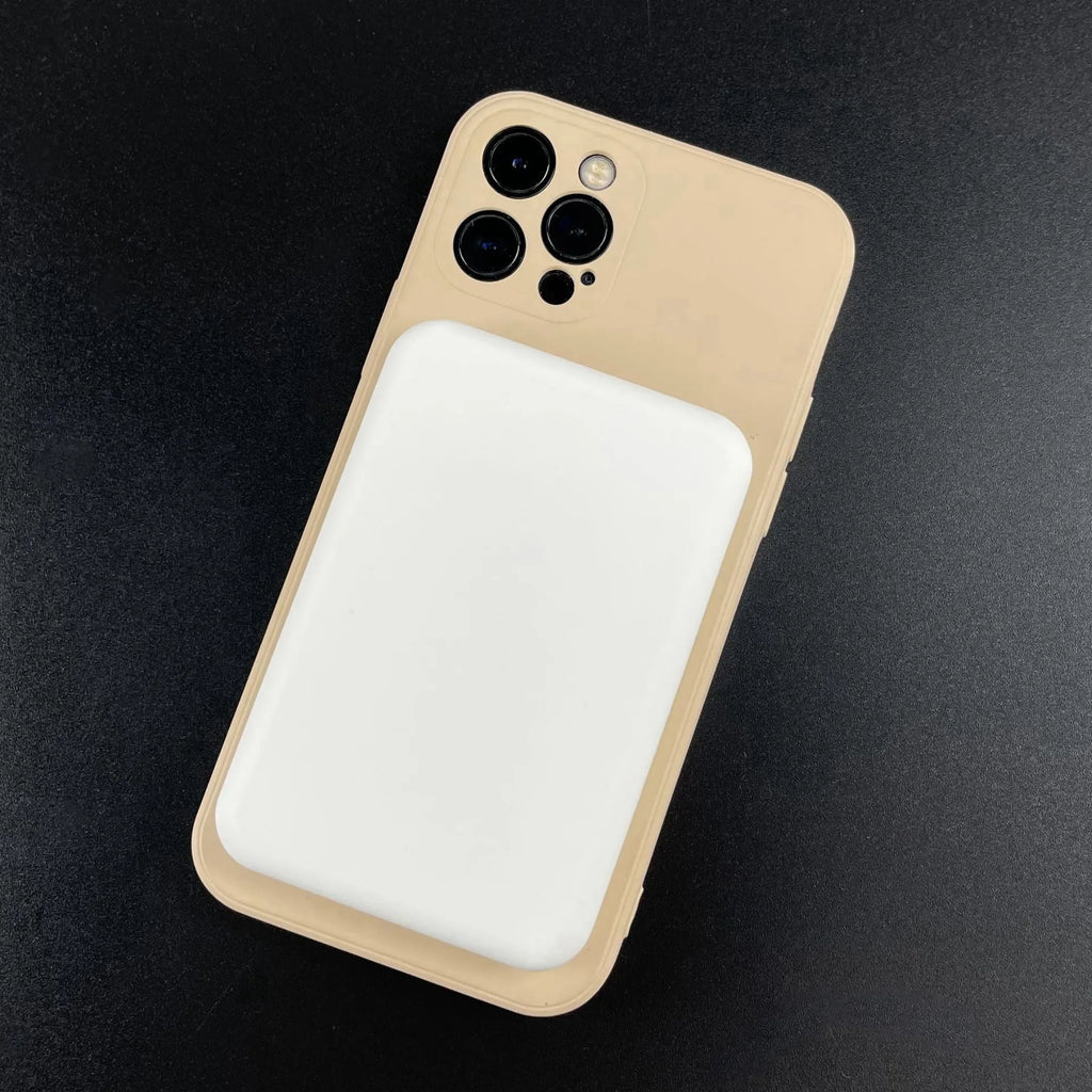 Magnetic wireless charging power bank in white with creative foot design showing charging surface