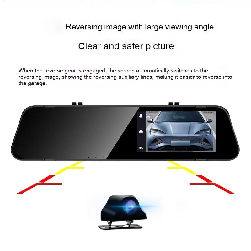HD driving recorder with 4.5-inch screen showing front and rear night vision and reversing image