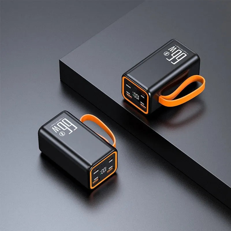 PD66W 20000 mAh fast charge power bank in black and white colours showing creative design