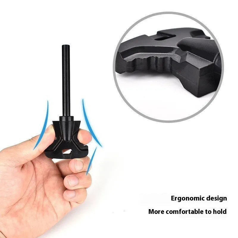 Butterfly-shaped stainless steel survival tool with bottle opener, dimensions 117mm by 43mm.
