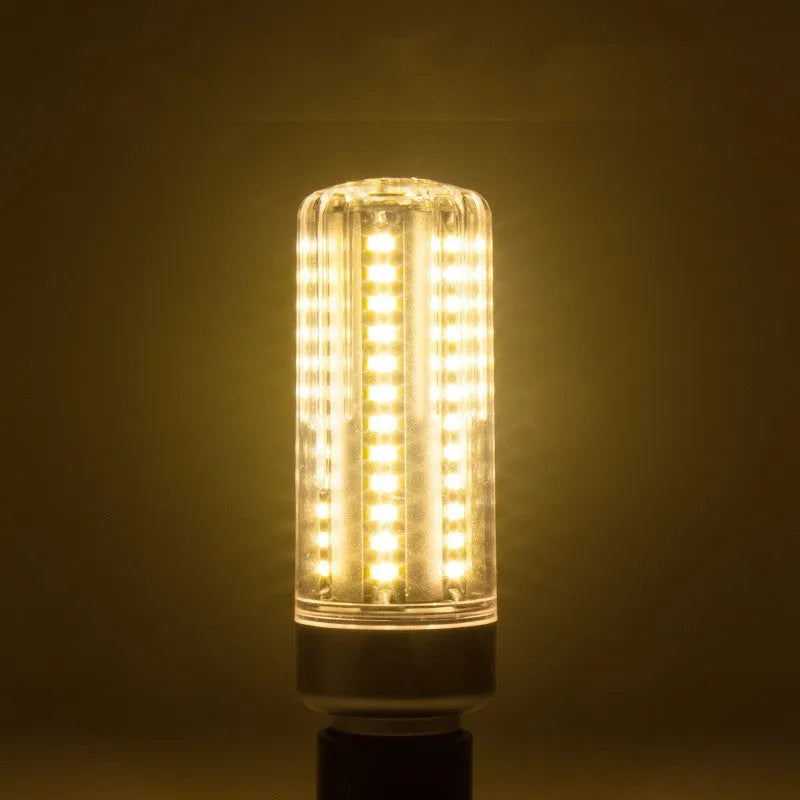 E26 E27 25W aluminium LED corn lamp showing dimensions and warm white or white light options