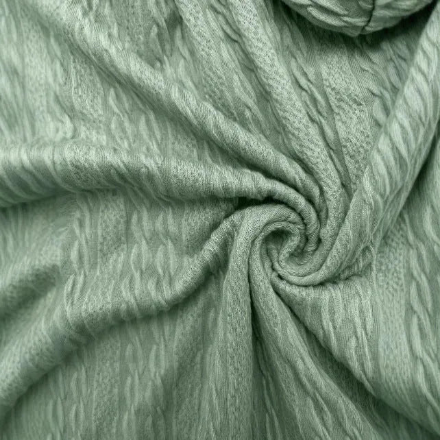 Green women's hooded zip-up sweater coat with long sleeves on a hanger.
