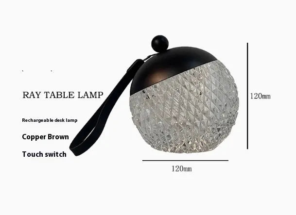 Portable touch dimmable desk lamp in modern minimalist design, 12cm diameter and height