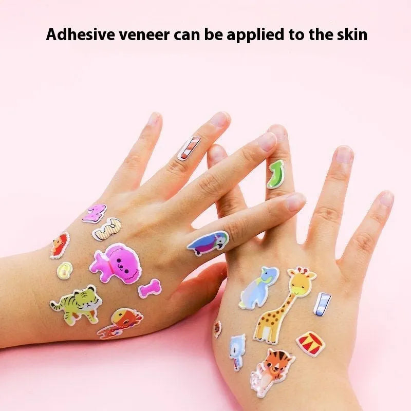 Children's 3D cartoon bubble reward stickers in mixed colours on white background