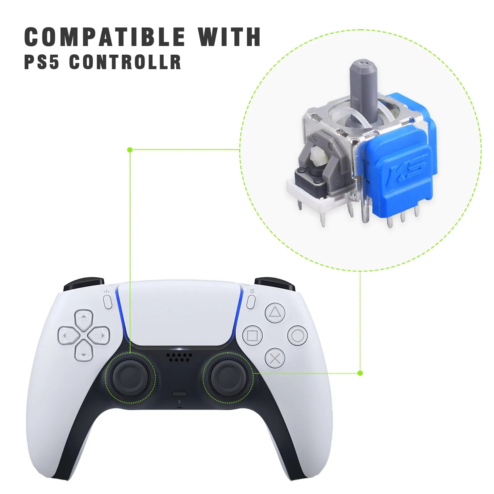 Hall effect magnetic joystick replacement component for PS5, PS4, Switch and XBOX controllers