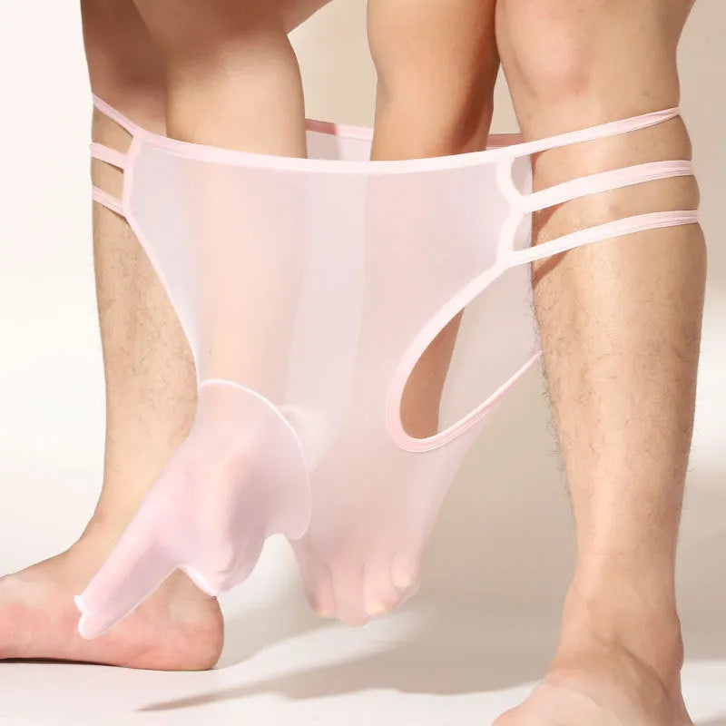Men's fully transparent nylon elephant nose shorts in multiple colour options