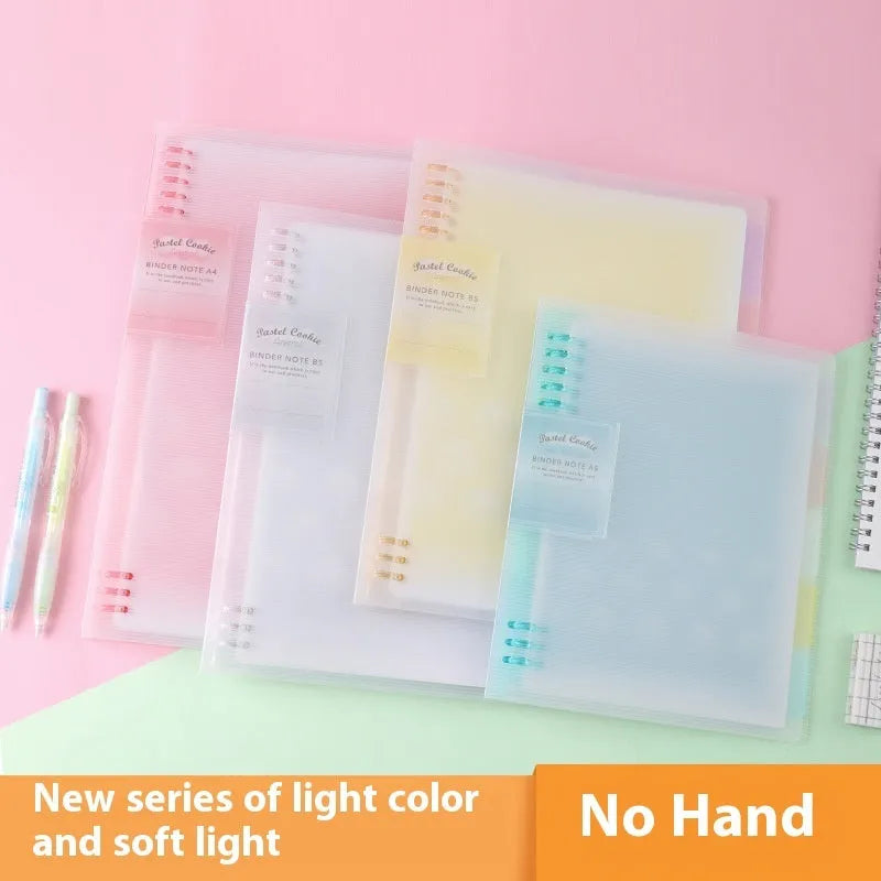 Loose spiral notebook refill with transparent PP cover and raw wood pulp paper in A5 size