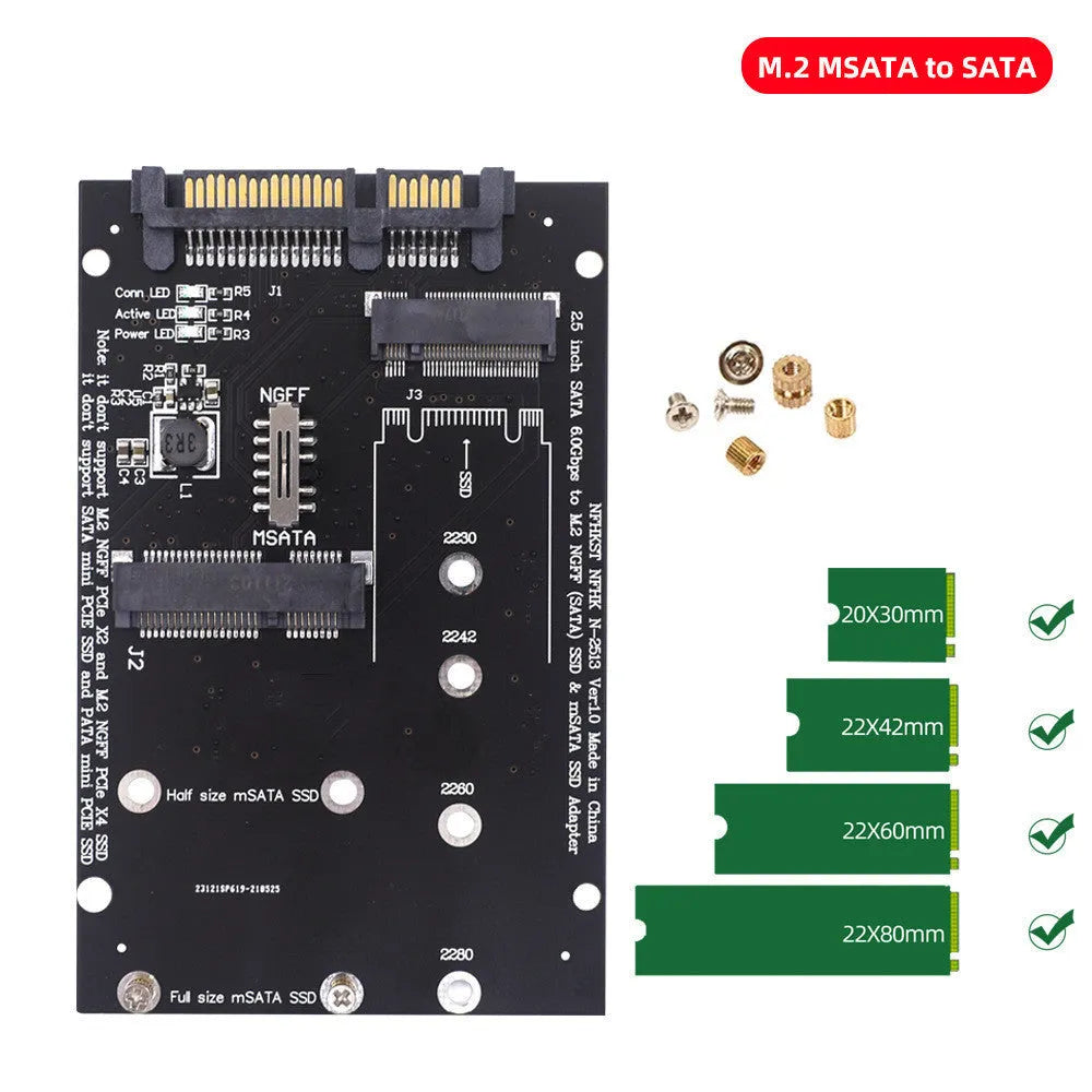 SATA3 to M.2 NGFF MSATA SSD conversion adapter card in black and blue colour options