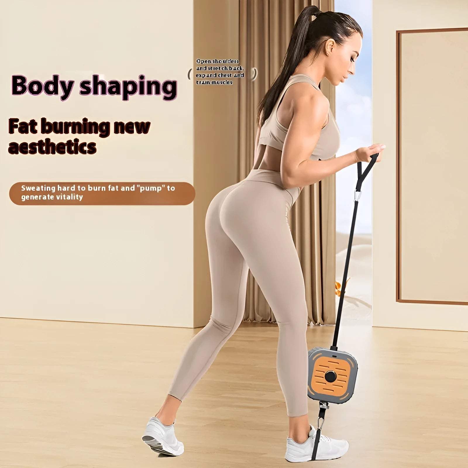 Adjustable power pump chest expander in orange or blue for home strength training