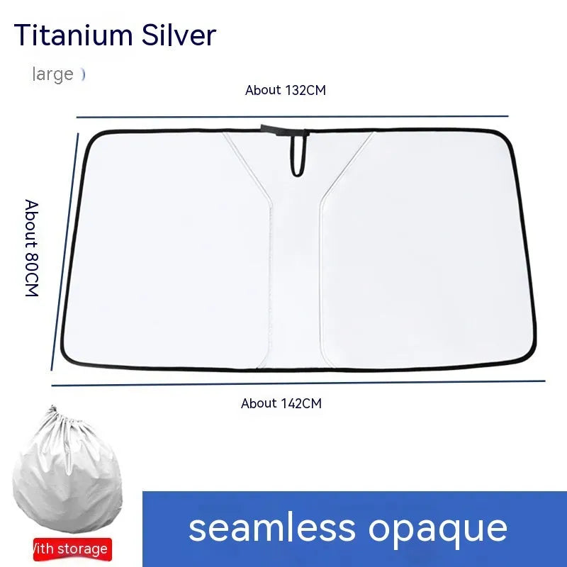 Car double ring front sun shield with NC fabric titanium silver glue construction