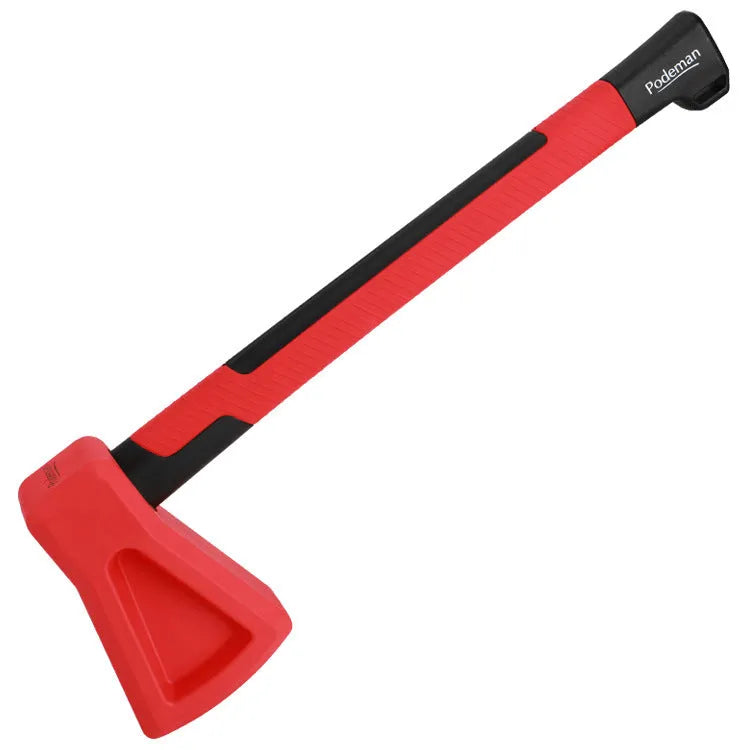 Red plastic home fitness axe measuring 45cm long for strength training exercises