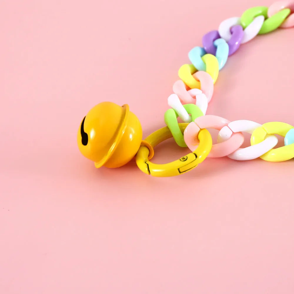 Macaron candy colour plastic chain pet collar for cats, dogs and rabbits with adjustable sizing