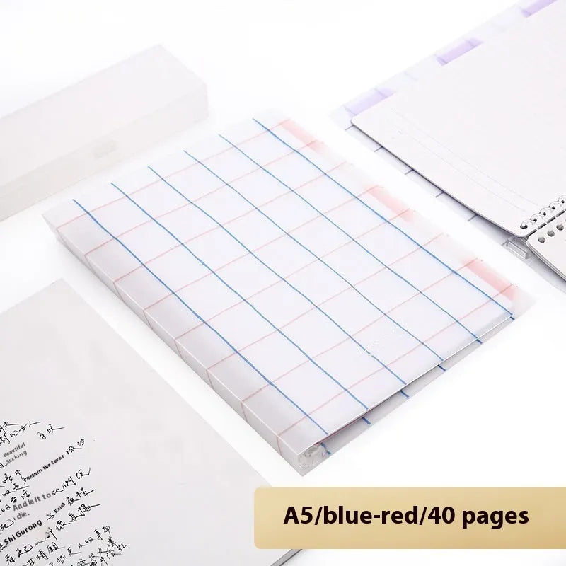 Loose spiral notebook refill with transparent PP cover and raw wood pulp paper in A5 size